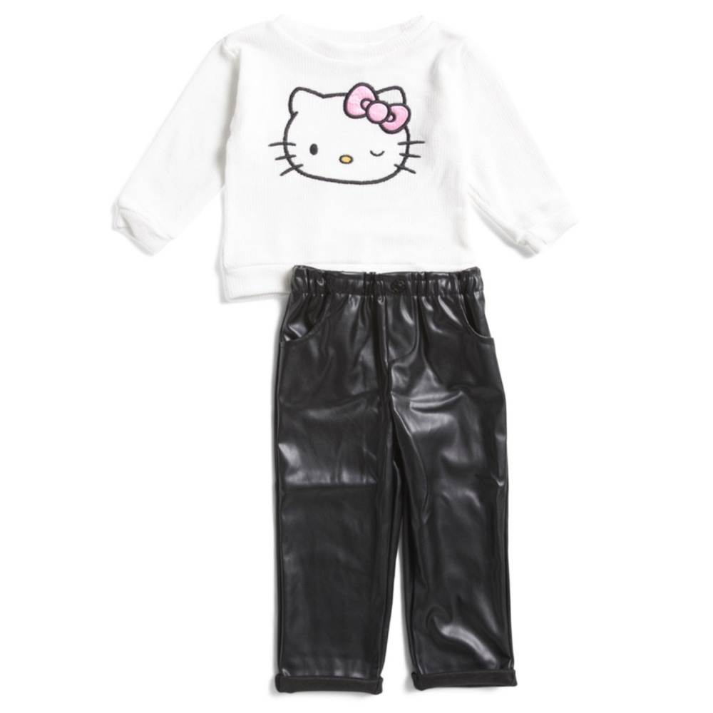 Hello Kitty 🫐 White Sweater and Black Pants Set